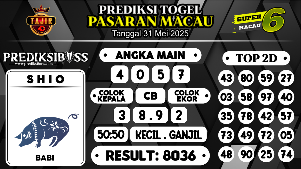 https://prediksibosstwo.com/prediksi-boss-togel-macau-sabtu-31-mei-2025/