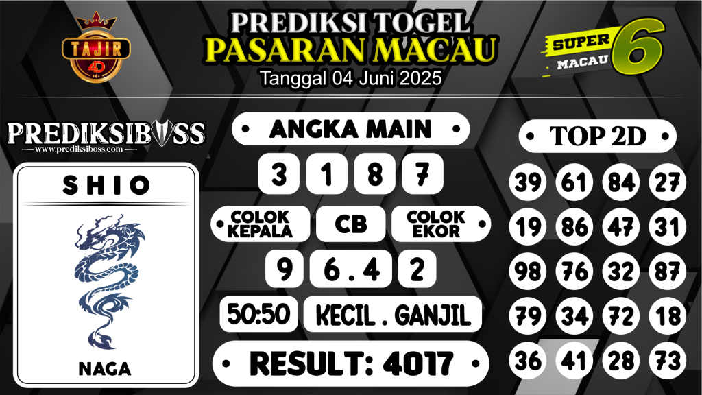 https://prediksibosstwo.com/prediksi-boss-togel-macau-rabu-04-juni-2025/
